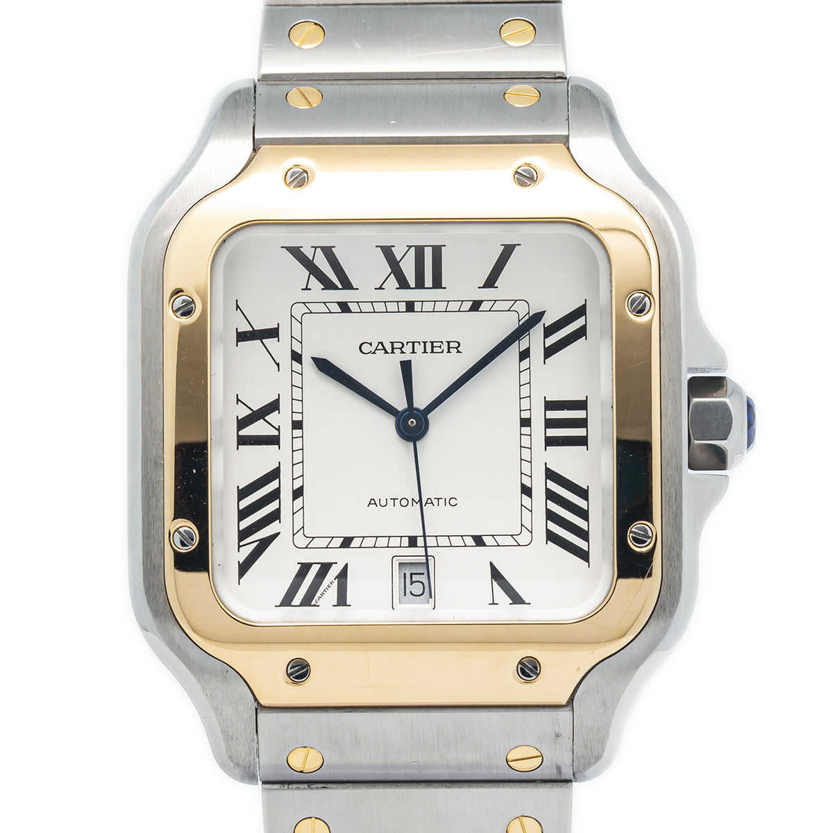 Cartier Santos W2SA0009 4072 MINT Yellow Gold Steel Automatic Watch 40mm w/ Box