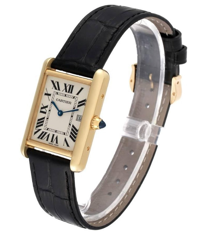 Cartier Tank Louis 2441 W1529756 18K Yellow Gold Roman Date Quartz Watch 25x33mm