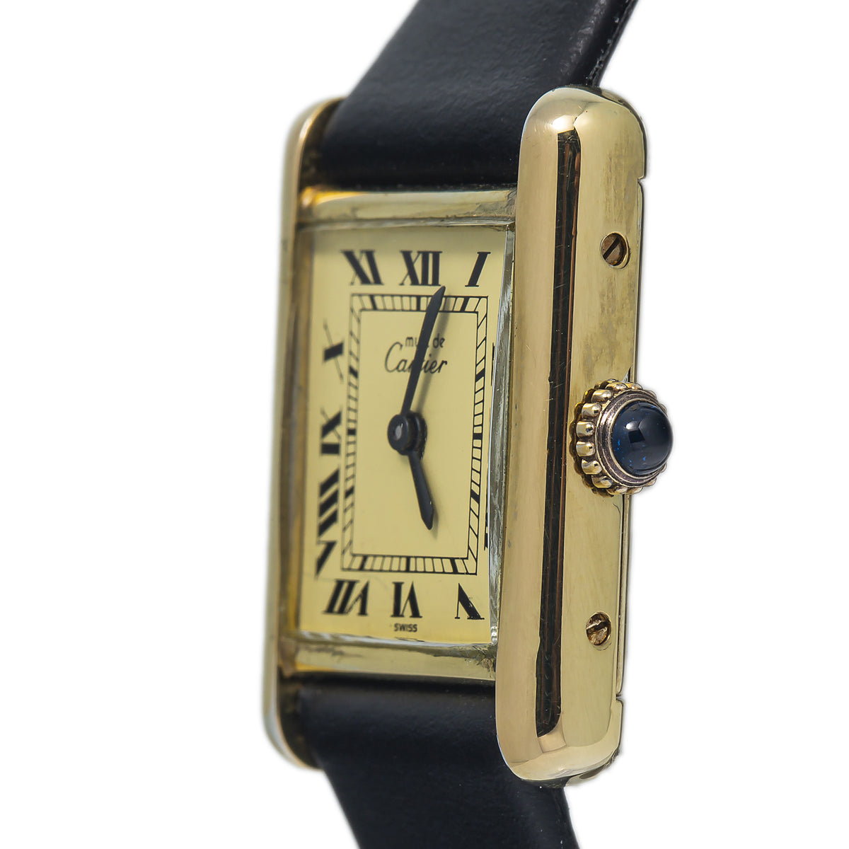 Cartier Tank Vintage 925 Gold Plated Roman Numeral Manual Watch 21x28mm