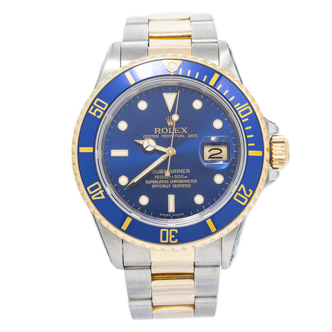 Rolex Submariner 16803 7/2023 RSC Card 18k YG Two Tone Oyster Blue Dial Men 40mm