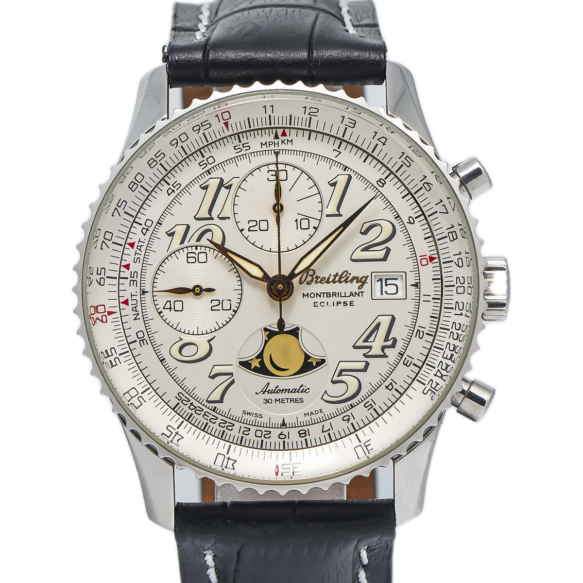 Breitling Navitimer A43030 2001 Papers Montbrillant Eclipse Moonphase Watch 41mm