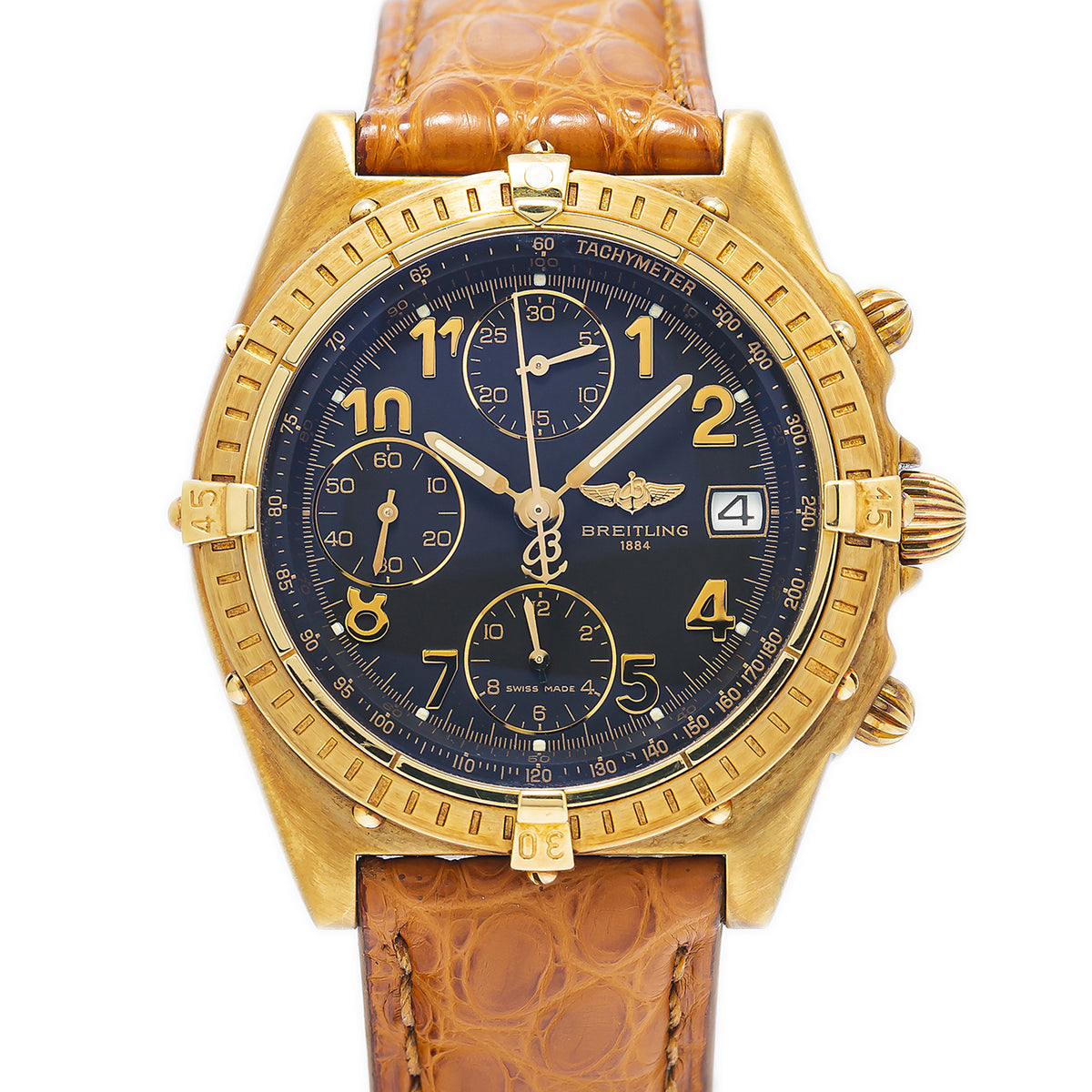 Breitling Chronomat K13048 1996 Complete UNPOLISHED 18k Black Dial Watch 40mm