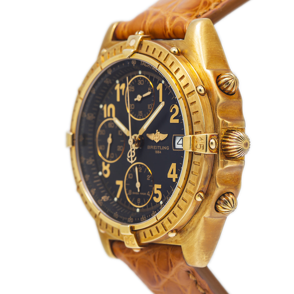 Breitling Chronomat K13048 1996 Complete UNPOLISHED 18k Black Dial Watch 40mm