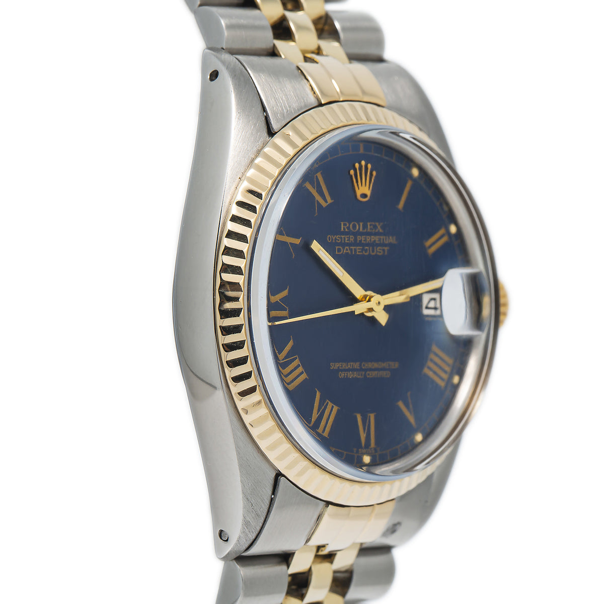 Rolex Datejust 16013 Jubilee Two Tone RARE Buckley Blue Roman Dial Watch 36mm