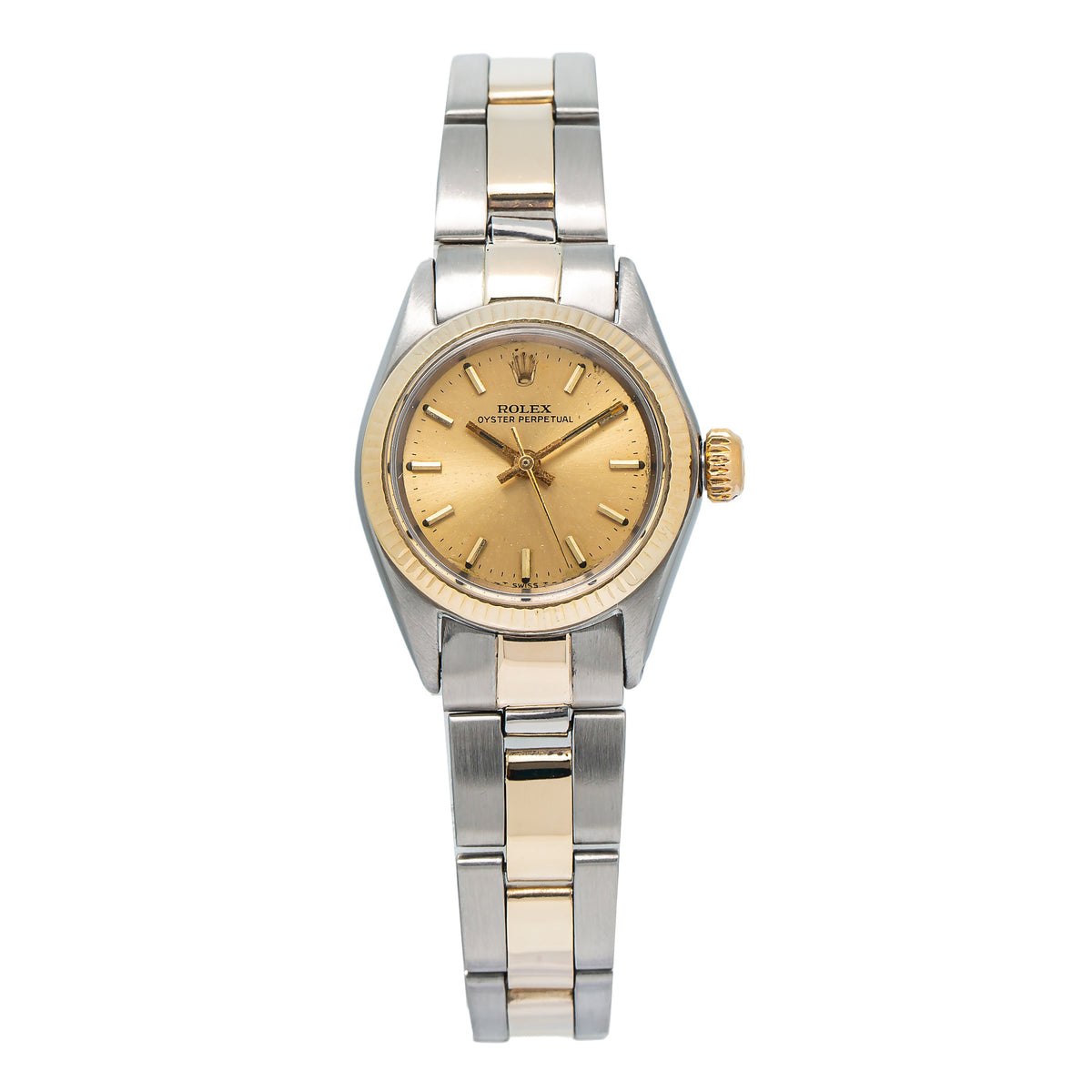 Rolex Oyster Perpetual 6619 14k YG Two Tone Oyster Champagne Dial Ladies 25mm