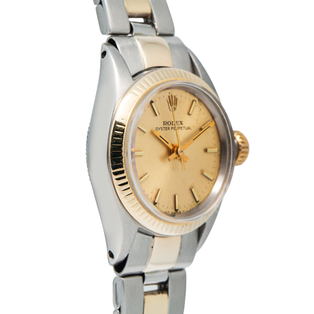Rolex Oyster Perpetual 6619 14k YG Two Tone Oyster Champagne Dial Ladies 25mm