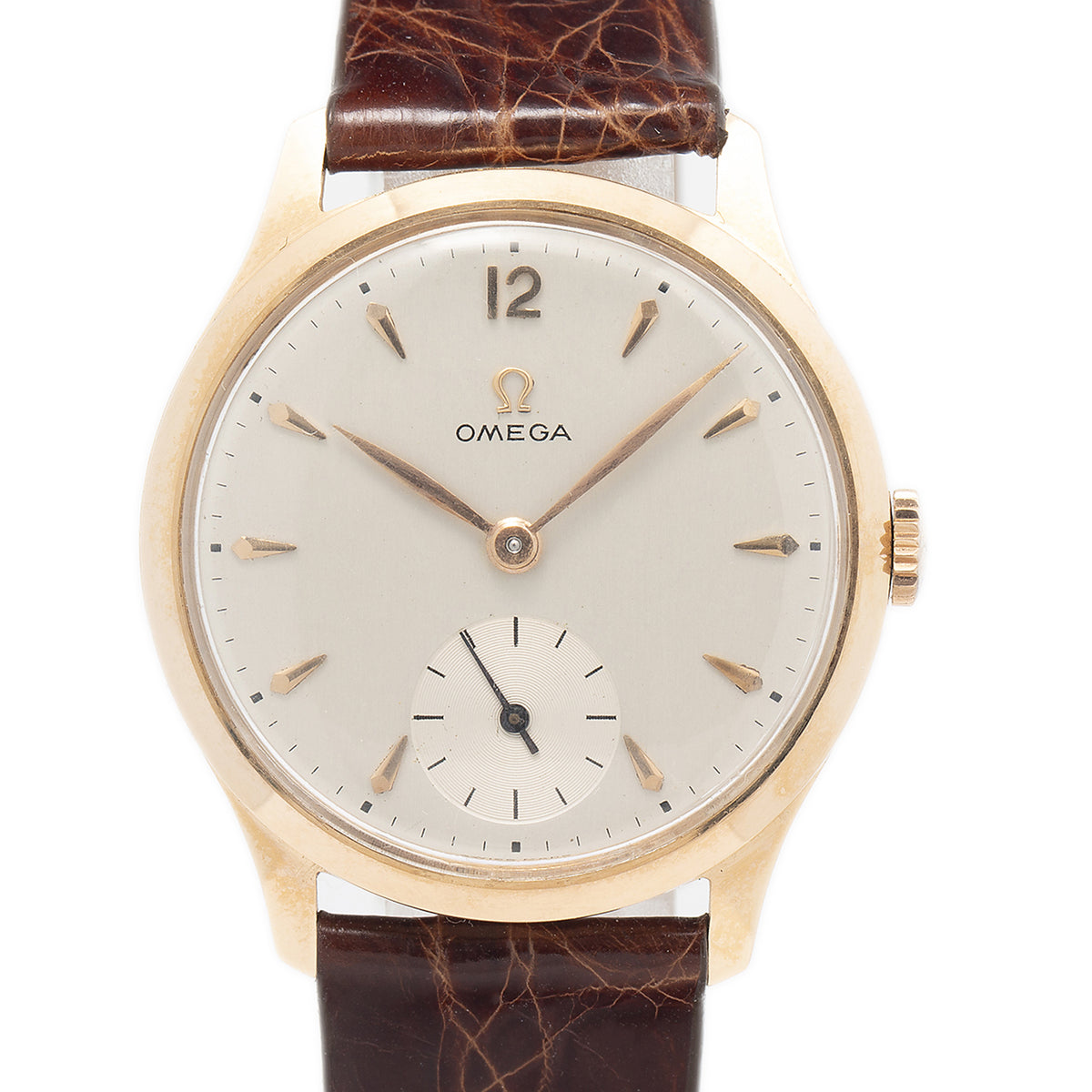 Omega 295 Movement Vintage Rose Gold Mens Watch 34mm