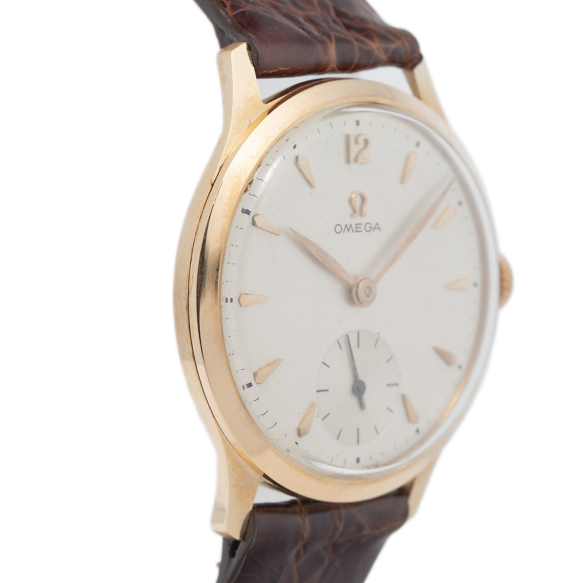 Omega 295 Movement Vintage Rose Gold Mens Watch 34mm