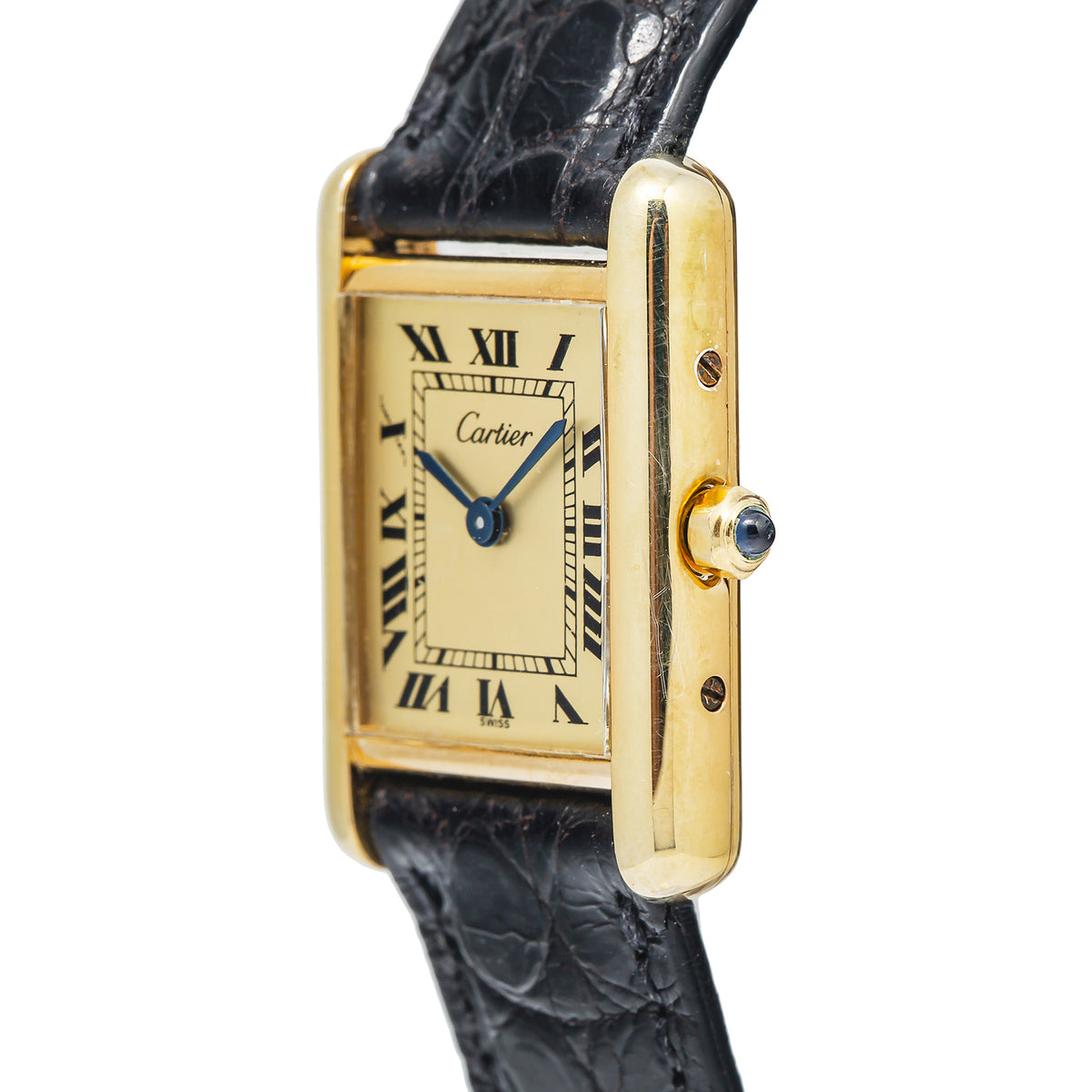 Cartier Tank Vermeil Gold Plated Quartz Champagne Dial Ladies Watch 21x28mm