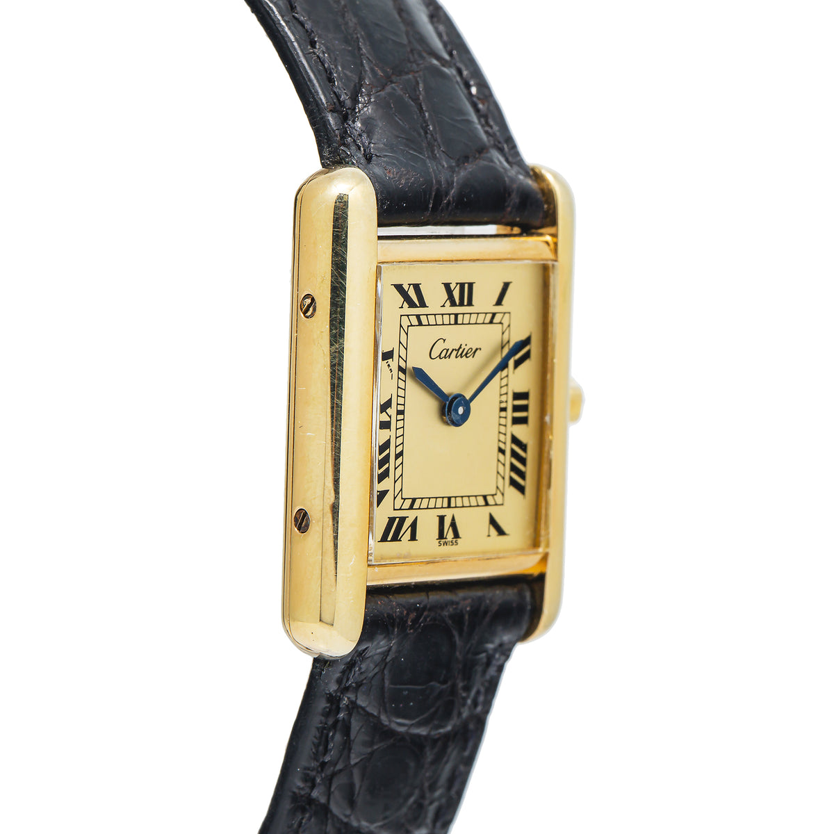 Cartier Tank Vermeil Gold Plated Quartz Champagne Dial Ladies Watch 21x28mm