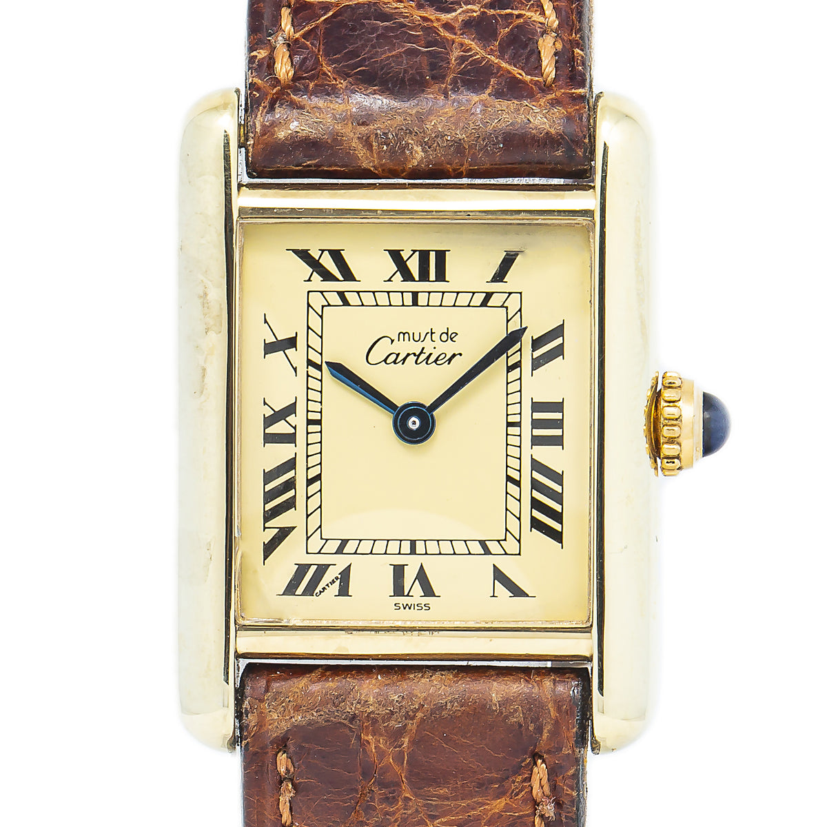 Cartier Tank Vermeil 129084  Gold Plated Quartz Ladies Watch 20x20mm