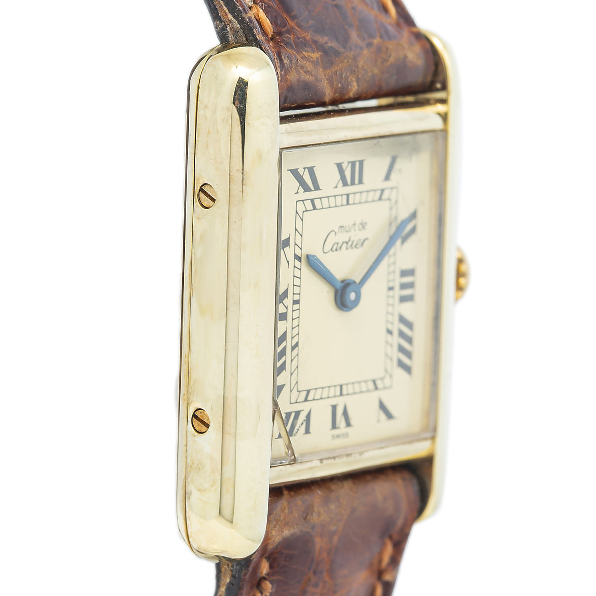 Cartier Tank Vermeil 129084  Gold Plated Quartz Ladies Watch 20x20mm