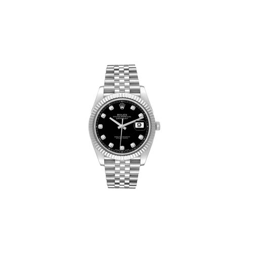 Rolex Datejust 126334 Jubilee SS Automatic Black Diamond Dial Men's Watch 41mm