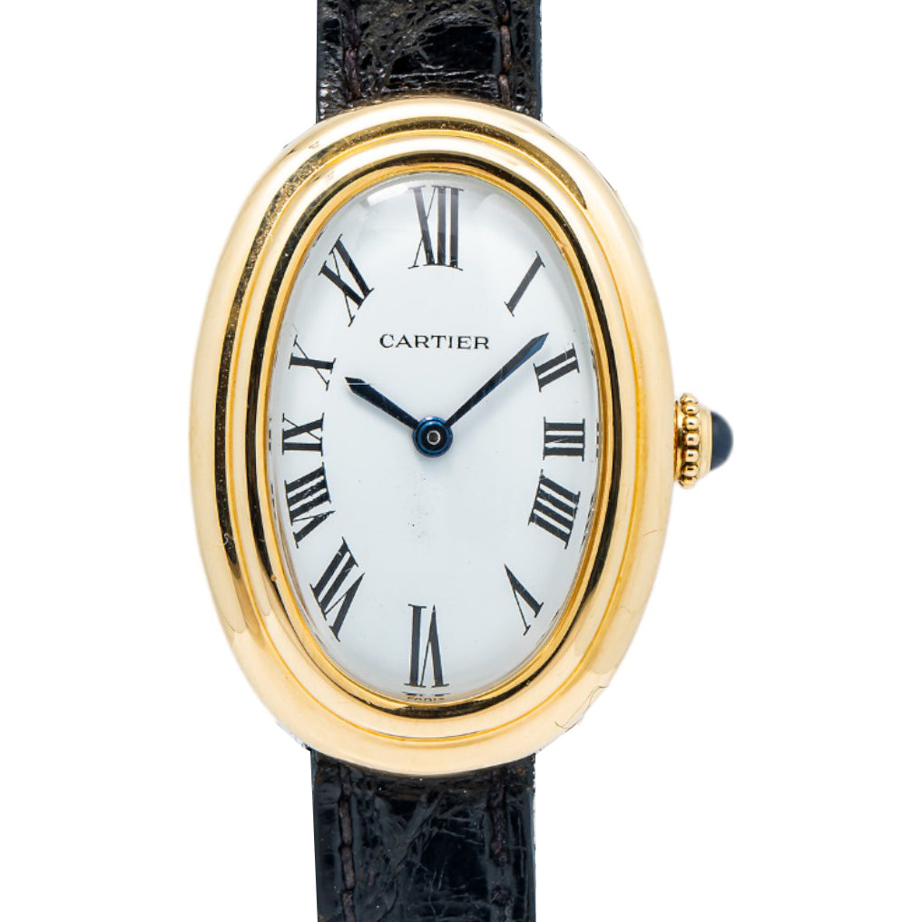 Cartier Baignoire 78094 18K Yellow Gold White Dial Manual Ladies Watch 22x31mm