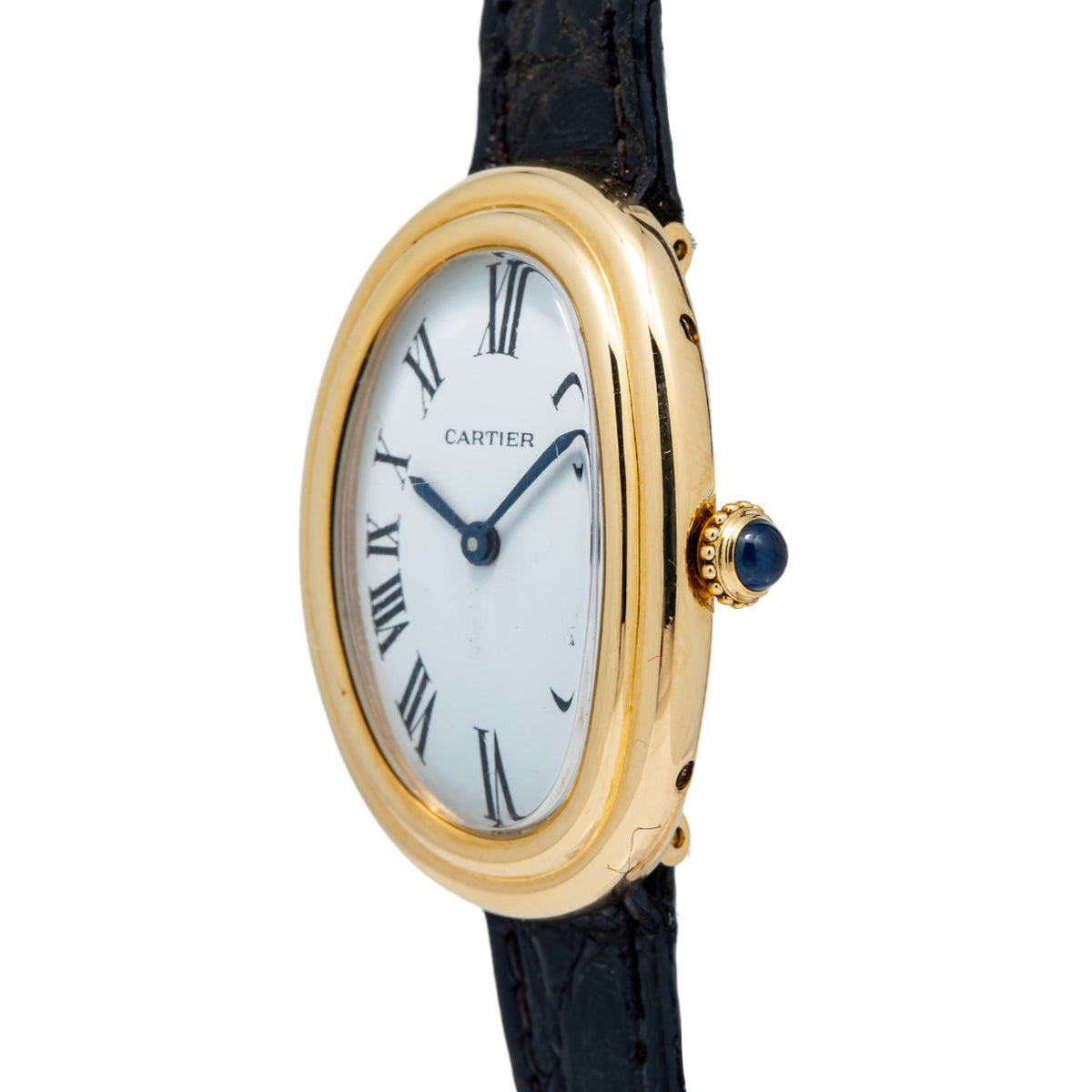 Cartier Baignoire 78094 18K Yellow Gold White Dial Manual Ladies Watch 22x31mm