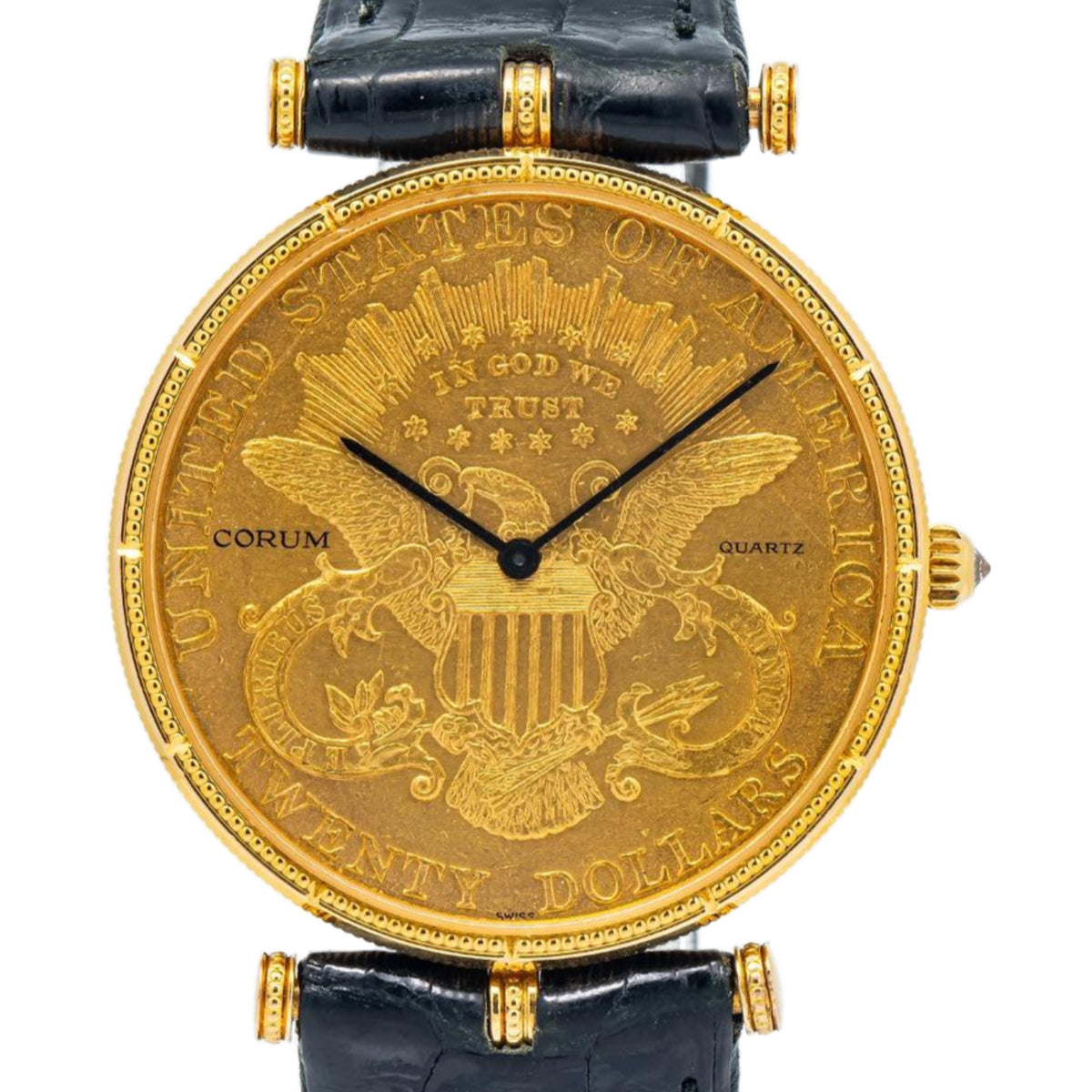 Corum 20 Dollars Double Eagle 18K Yellow Gold Coin Mens Watch 35mm