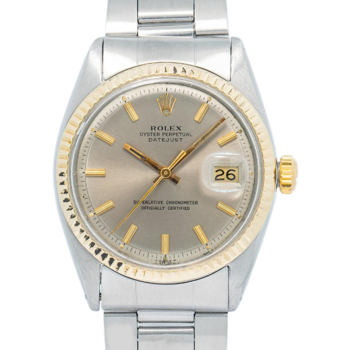 Rolex DateJust 1601 TwoTone Oyster 7836 Grey Dial Automatic Men's Watch 36mm