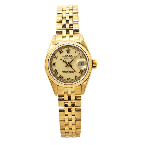 Rolex Datejust 69178 Jubilee 18K YG Automatic Ladies Watch Cream Dial 26mm