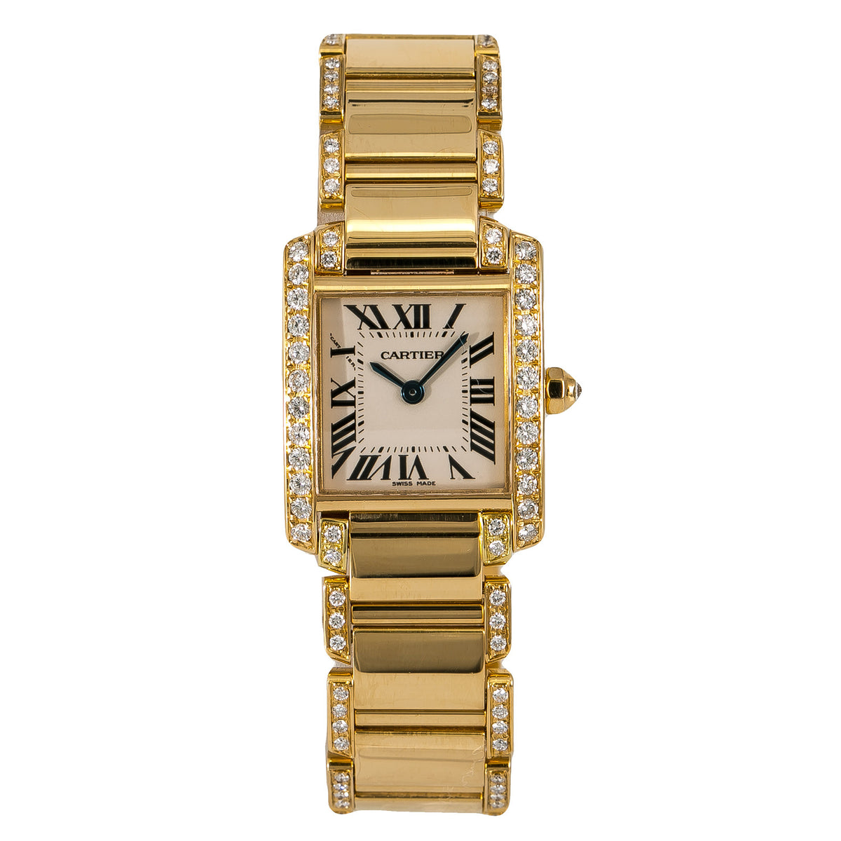 Cartier Tank Francaise 2385 WE1001RG Womens 18kt Gold Quartz Watch 3.6CT 22mm
