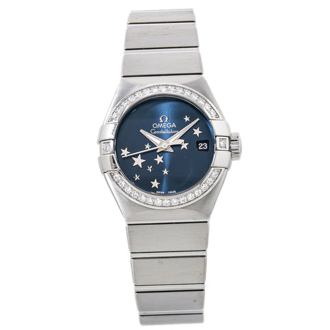 Omega Constellation Star 123.15.27.20.03.001 Blue Diamond Lady's Watch 28mm