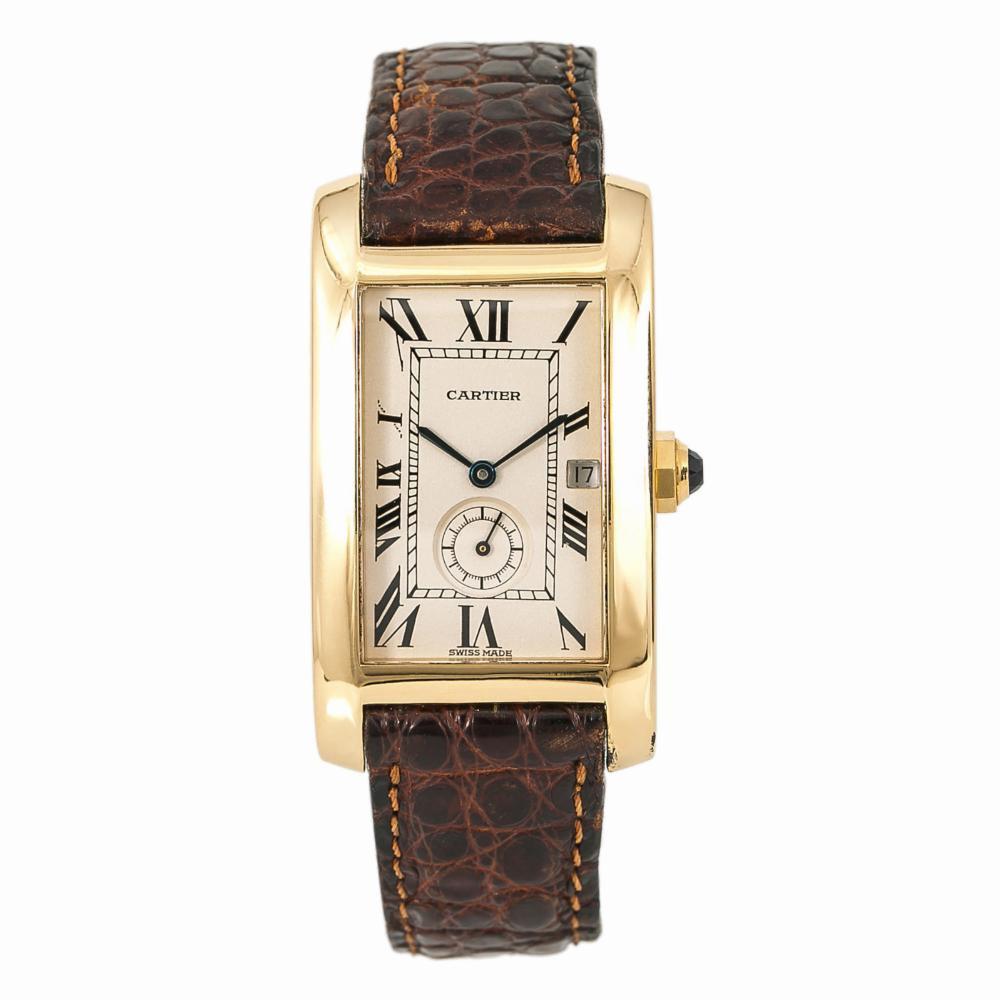 Cartier Tank Americaine 811904 Unisex Quartz Watch 18K YG Cream Dial 23mm