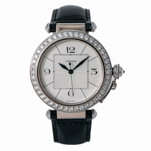 Cartier Pasha 2765 WJ120251 Unisex 18k White Gold Factory Diamond Bezel 42mm